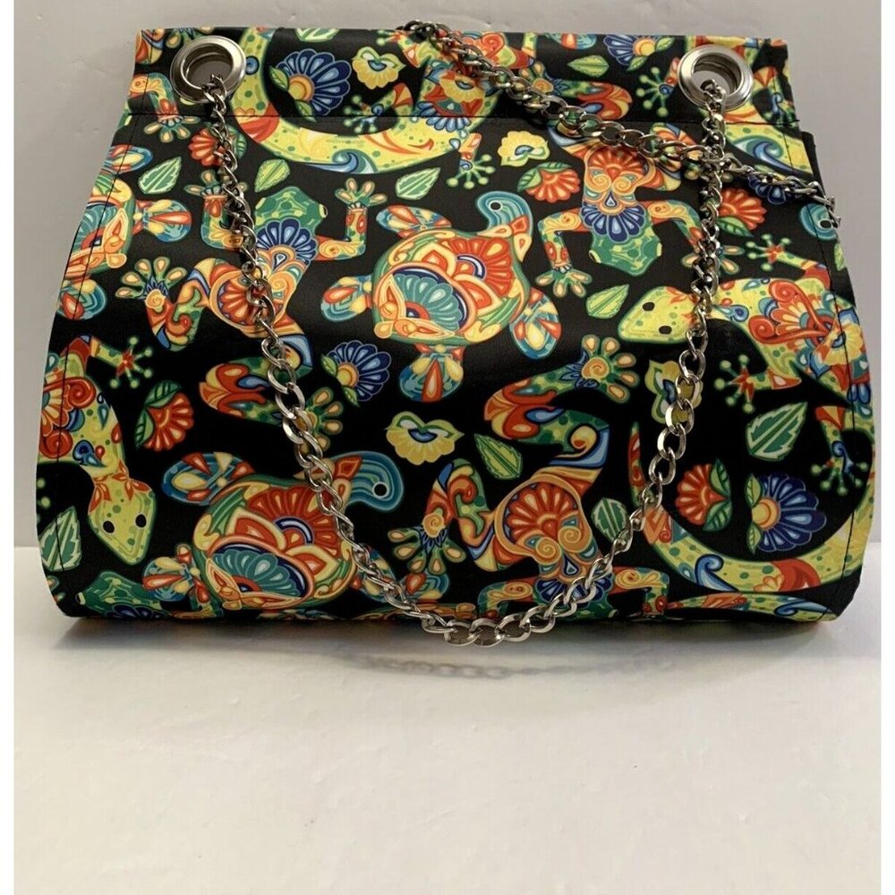 Tawi Mexico Purse Handbag Frogs Turtles Reptiles Colorful Amphibian Chain Handle